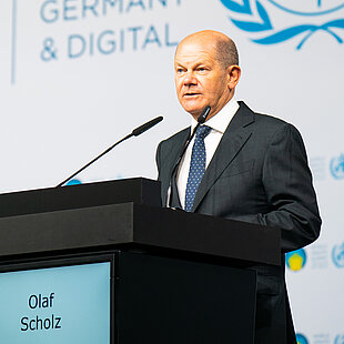Photo Olaf Scholz, Keynote Speaker at WHS 2022